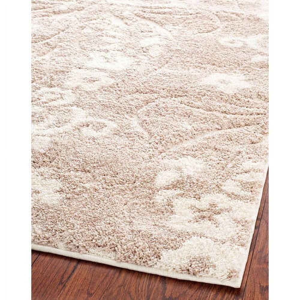 Elegant Gray Floral Shag Area Rug, Hand-Knotted 4' x 6', Easy Care