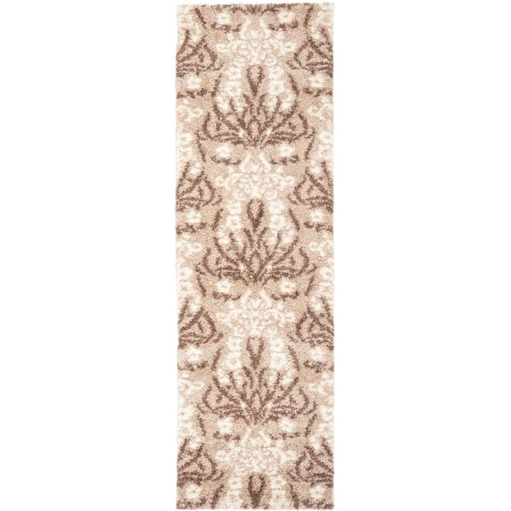 SAFAVIEH Florida Donald Floral Shag Runner Rug, Beige/Cream, 2'3" x 11'7"