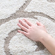 SAFAVIEH Florida Doug Floral Vines Geometric Shag Area Rug, Ivory/Beige, 2'3" x 4' - Transitional Modern Design, Ivory & Beige, Non-Shedding & Easy Cleaning, Ultra Plush Thick Pile, Ideal for Living