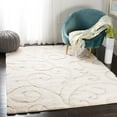 thumbnail image 1 of SAFAVIEH Florida Doug Floral Vines Geometric Shag Area Rug, Creme, 5'3" x 7'6" - Transitional Modern Design, Creme & Creme, Non-Shedding & Easy Cleaning, Ultra Plush Thick Pile, Ideal for Living Room, 1 of 14