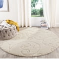 thumbnail image 1 of SAFAVIEH Florida Doug Floral Vines Geometric Shag Area Rug, Creme, 5' x 5' Round - Transitional Modern Design, Creme & Creme, Non-Shedding & Easy Cleaning, Ultra Plush Thick Pile, Ideal for Living Ro, 1 of 11