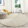 thumbnail image 1 of SAFAVIEH Florida Doug Floral Vines Geometric Shag Area Rug, Creme, 9' x 9' Round - Large - Transitional Modern Design, Creme & Creme, Non-Shedding & Easy Cleaning, Ultra Plush Thick Pile, Ideal for L, 1 of 11