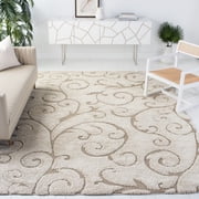 Safavieh Florida Doug Floral Vines Geometric Shag Area Rug, Cream/Beige, 11 x 15