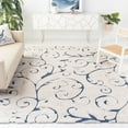 thumbnail image 1 of SAFAVIEH Florida Doug Floral Vines Geometric Shag Area Rug, Cream/Blue, 8' x 10' - Large - Transitional Modern Design, Cream & Blue, Non-Shedding & Easy Cleaning, Ultra Plush Thick Pile, Ideal for Li, 1 of 13