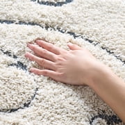 SAFAVIEH Florida Doug Floral Vines Geometric Shag Area Rug, Beige/Blue Grey, 2'3" x 4' - Transitional Modern Design, Beige & Blue Grey, Non-Shedding & Easy Cleaning, Ultra Plush Thick Pile, Ideal for
