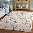 thumbnail image 1 of SAFAVIEH Florida Doug Floral Vines Geometric Shag Area Rug, Beige/Blue Grey, 5'3" x 7'6" - Transitional Modern Design, Beige & Blue Grey, Non-Shedding & Easy Cleaning, Ultra Plush Thick Pile, Ideal f, 1 of 16