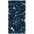 SAFAVIEH Florida Doug Floral Vines Shag Area Rug, Dark Blue/Cream, 2'3