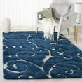 thumbnail image 1 of SAFAVIEH Florida Doug Floral Vines Geometric Shag Area Rug, Dark Blue/Cream, 6' x 9' - Transitional Modern Design, Dark Blue & Cream, Non-Shedding & Easy Cleaning, Ultra Plush Thick Pile, Ideal for L, 1 of 12