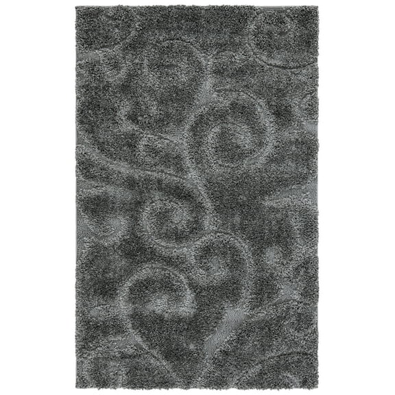 SAFAVIEH Florida Doug Floral Vines Geometric Shag Area Rug, Grey, 3'3" x 5'3"