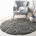 thumbnail image 1 of SAFAVIEH Florida Doug Floral Vines Geometric Shag Area Rug, Grey, 4' x 4' Round - Transitional Modern Design, Grey, Non-Shedding & Easy Cleaning, Ultra Plush Thick Pile, Ideal for Living Room, Bedroo, 1 of 12