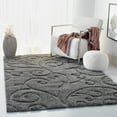 thumbnail image 1 of SAFAVIEH Florida Doug Floral Vines Geometric Shag Area Rug, Grey, 5'3" x 7'6" - Transitional Modern Design, Grey, Non-Shedding & Easy Cleaning, Ultra Plush Thick Pile, Ideal for Living Room, Bedroom, 1 of 15