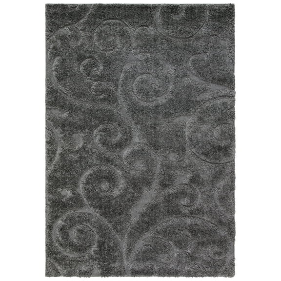 SAFAVIEH Florida Doug Floral Vines Geometric Shag Area Rug, Grey, 5'3" x 7'6"