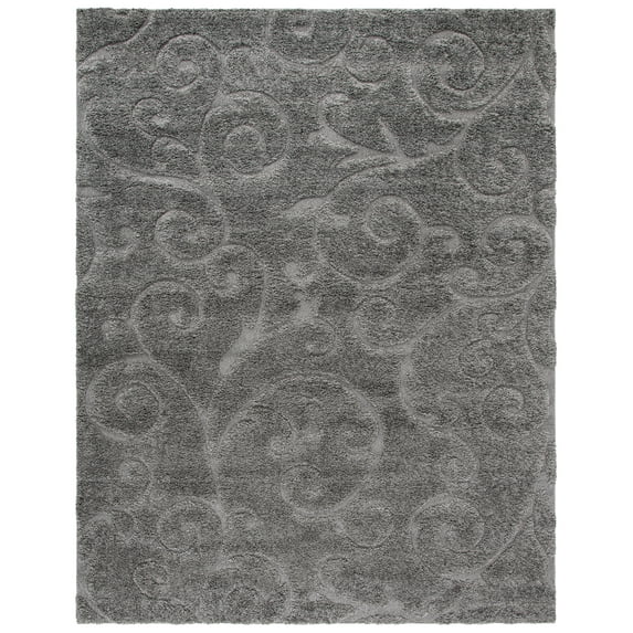 SAFAVIEH Florida Doug Floral Vines Geometric Shag Area Rug, Grey, 8'6" x 12'