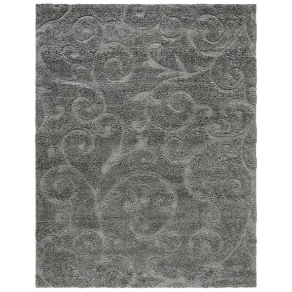 SAFAVIEH Florida Doug Floral Vines Geometric Shag Area Rug, Grey, 8' x 10'