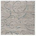 thumbnail image 1 of SAFAVIEH Florida Doug Floral Vines Geometric Shag Area Rug, Grey/Light Blue, 11' x 11' Square - Large - Transitional Modern Design, Grey & Light Blue, Non-Shedding & Easy Cleaning, Ultra Plush Thick, 1 of 8