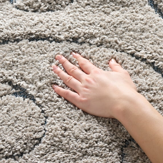 SAFAVIEH Florida Doug Floral Vines Geometric Shag Area Rug, Grey/Light Blue, 3'3" x 5'3" - Transitional Modern Design, Grey & Light Blue, Non-Shedding & Easy Cleaning, Ultra Plush Thick Pile, Ideal f