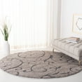 thumbnail image 1 of SAFAVIEH Florida Doug Floral Vines Geometric Shag Area Rug, Grey/Light Blue, 9' x 9' Round - Large - Transitional Modern Design, Grey & Light Blue, Non-Shedding & Easy Cleaning, Ultra Plush Thick Pil, 1 of 9