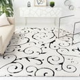 thumbnail image 1 of SAFAVIEH Florida Doug Floral Vines Geometric Shag Area Rug, Ivory/Black, 8' x 8' Square - Transitional Modern Design, Ivory & Black, Non-Shedding & Easy Cleaning, Ultra Plush Thick Pile, Ideal for Li, 1 of 11