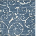 thumbnail image 1 of SAFAVIEH Florida Doug Floral Vines Geometric Shag Area Rug, Light Blue/Cream, 4' x 4' Square - Transitional Modern Design, Light Blue & Cream, Non-Shedding & Easy Cleaning, Ultra Plush Thick Pile, Id, 1 of 10