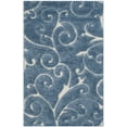 thumbnail image 1 of SAFAVIEH Florida Doug Floral Vines Geometric Shag Area Rug, Light Blue/Cream, 4' x 6', 1 of 11
