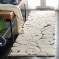 thumbnail image 1 of SAFAVIEH Florida Doug Floral Vines Geometric Shag Runner Rug, Cream/Blue, 2'3" x 7' - Transitional Modern Design, Cream & Blue, Non-Shedding & Easy Cleaning, Ultra Plush Thick Pile, Ideal for Living, 1 of 11