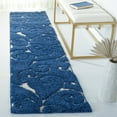 thumbnail image 1 of SAFAVIEH Florida Doug Floral Vines Geometric Shag Runner Rug, Dark Blue/Cream, 2'3" x 15' - Transitional Modern Design, Dark Blue & Cream, Non-Shedding & Easy Cleaning, Ultra Plush Thick Pile, Ideal, 1 of 11
