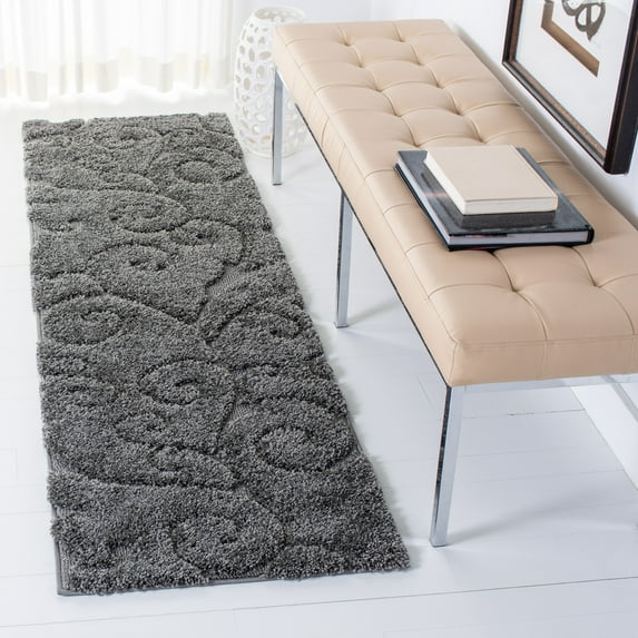 Safavieh Florida Shag Rug Collection Power Loomed Gray Geometric Area Rugs, 2'3" x 5' Runner