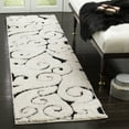 thumbnail image 1 of SAFAVIEH Florida Doug Floral Vines Geometric Shag Runner Rug, Ivory/Black, 2'3" x 15' - Transitional Modern Design, Ivory & Black, Non-Shedding & Easy Cleaning, Ultra Plush Thick Pile, Ideal for Livi, 1 of 10