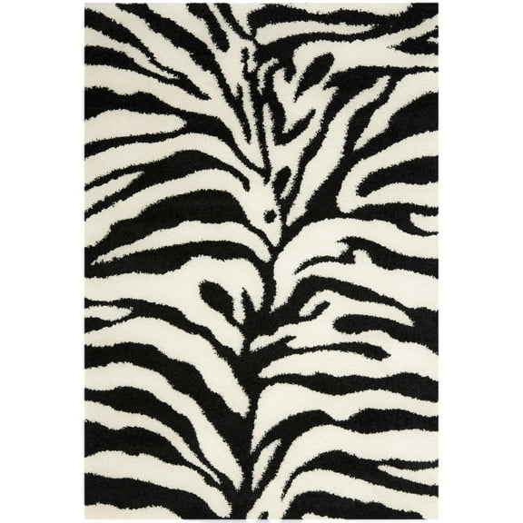 SAFAVIEH Florida Eleanor Animal Stripes Area Rug, Ivory/Black, 3'3" x 5'3"
