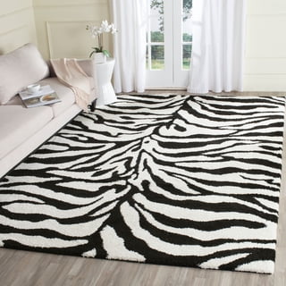 SAFAVIEH Florida Eleanor Animal Stripes Area Rug, Ivory/Black, 8' x 10'
