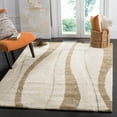 thumbnail image 1 of SAFAVIEH Florida Ellen Abstract Shag Area Rug, Cream/Dark Brown, 5' x 5' Square, 1 of 7