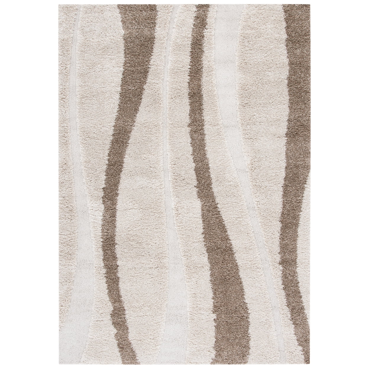 Gray and Cream Abstract Tufted Shag Runner Rug