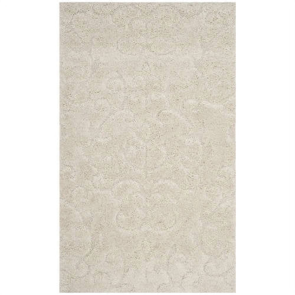 Creme Floral Shag Square Rug, 6'7" Synthetic