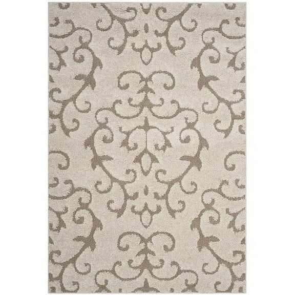 SAFAVIEH Florida Kalina Floral Shag Area Rug, Cream/Beige, 6' x 9'
