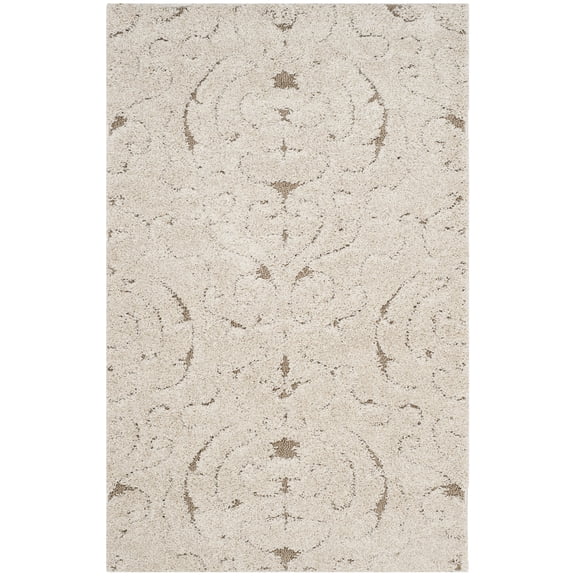 SAFAVIEH Florida Klara Floral Shag Area Rug, Cream/Beige, 3'3" x 5'3"