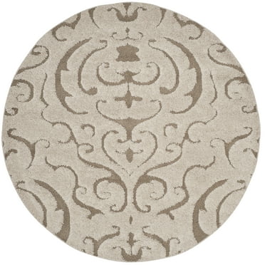 SAFAVIEH Florida Klara Floral Shag Area Rug, Cream/Beige, 6'7" x 6'7" Round