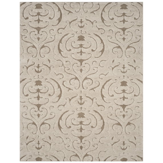 SAFAVIEH Florida Klara Floral Shag Area Rug, Cream/Beige, 8'6" x 12'