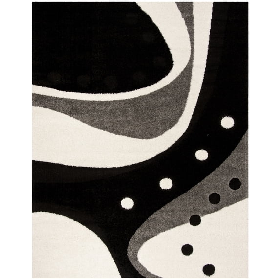 SAFAVIEH Florida Laidley Geometric Shag Area Rug, Black/Ivory, 2'3" x 4'