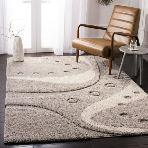 SAFAVIEH Florida Laidley Geometric Shag Area Rug, Grey/Ivory, 3'3" x 5'3"