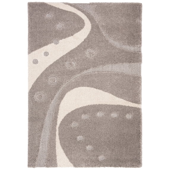 SAFAVIEH Florida Laidley Geometric Shag Area Rug, Grey/Ivory, 4' x 6'
