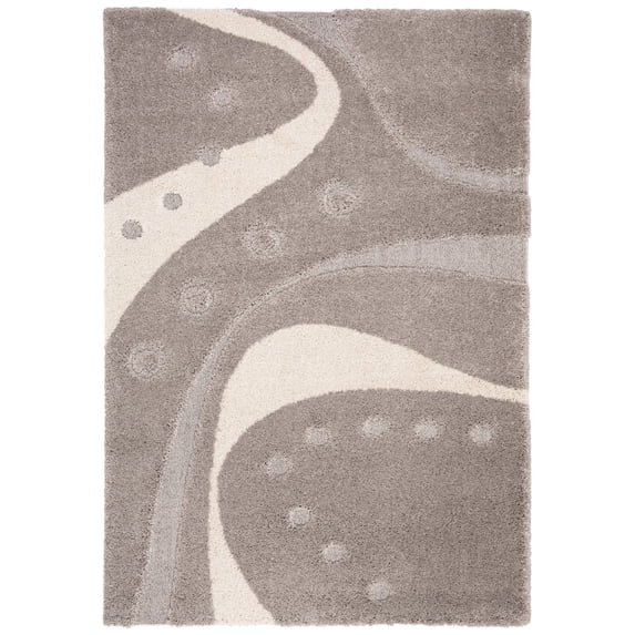SAFAVIEH Florida Laidley Geometric Shag Area Rug, Grey/Ivory, 6'7" x 6'7" Square