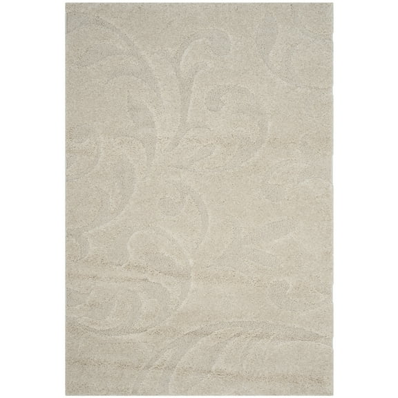 SAFAVIEH Florida Lavonne Floral Plush Shag Area Rug, Cream, 8'6" x 12'