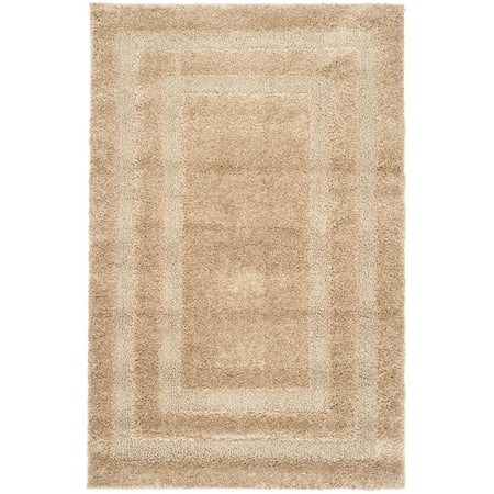 SAFAVIEH Florida Mason Bordered Shag Area Rug, Beige, 2'3" x 4'