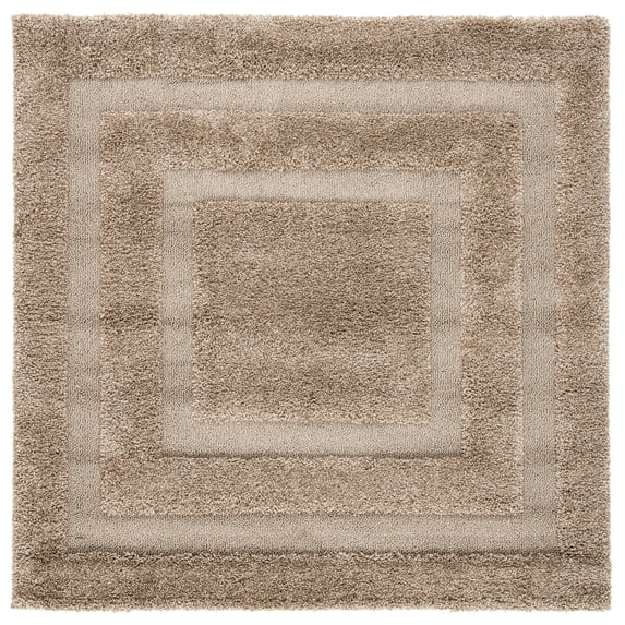 SAFAVIEH Florida Mason Bordered Shag Area Rug, Beige, 8' x 8' Square