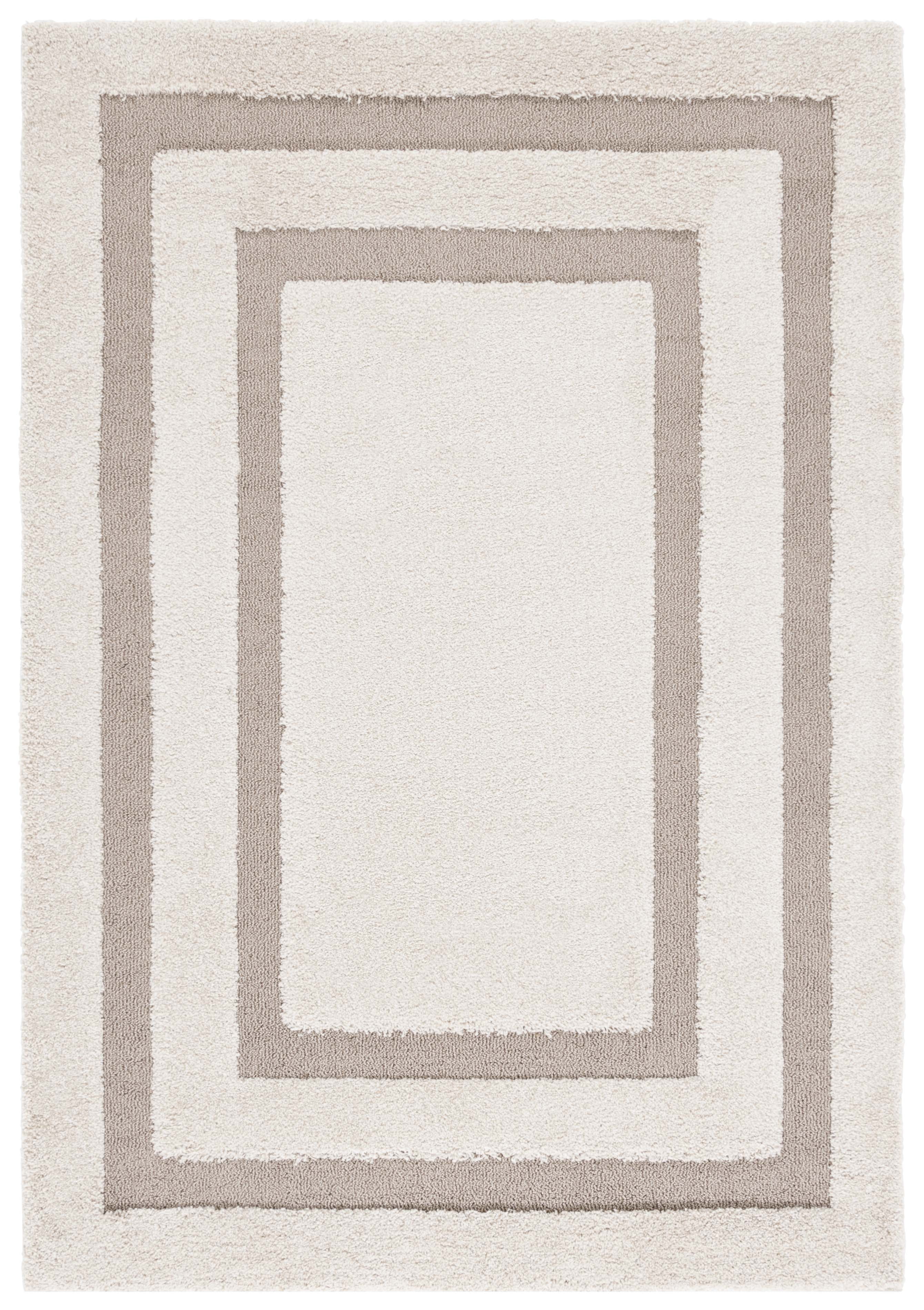 SAFAVIEH Florida Mason Bordered Shag Area Rug, Beige/Dark Beige, 8' x 10'