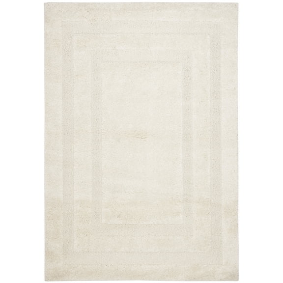 SAFAVIEH Florida Mason Bordered Shag Area Rug, Cream, 3'3" x 5'3"
