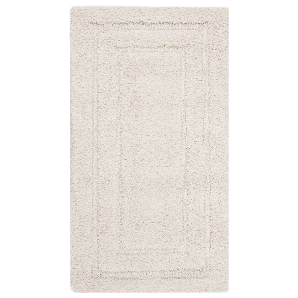 SAFAVIEH Florida Mason Bordered Shag Area Rug, Cream, 4' x 4' Round