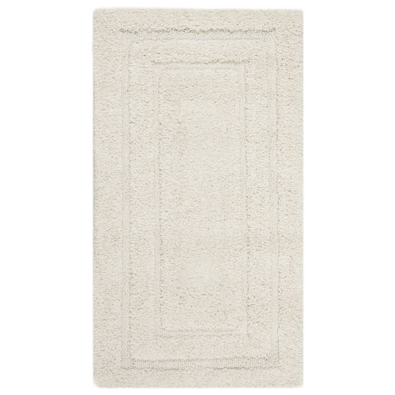 SAFAVIEH Florida Mason Bordered Shag Area Rug, Cream, 4' x 4' Round