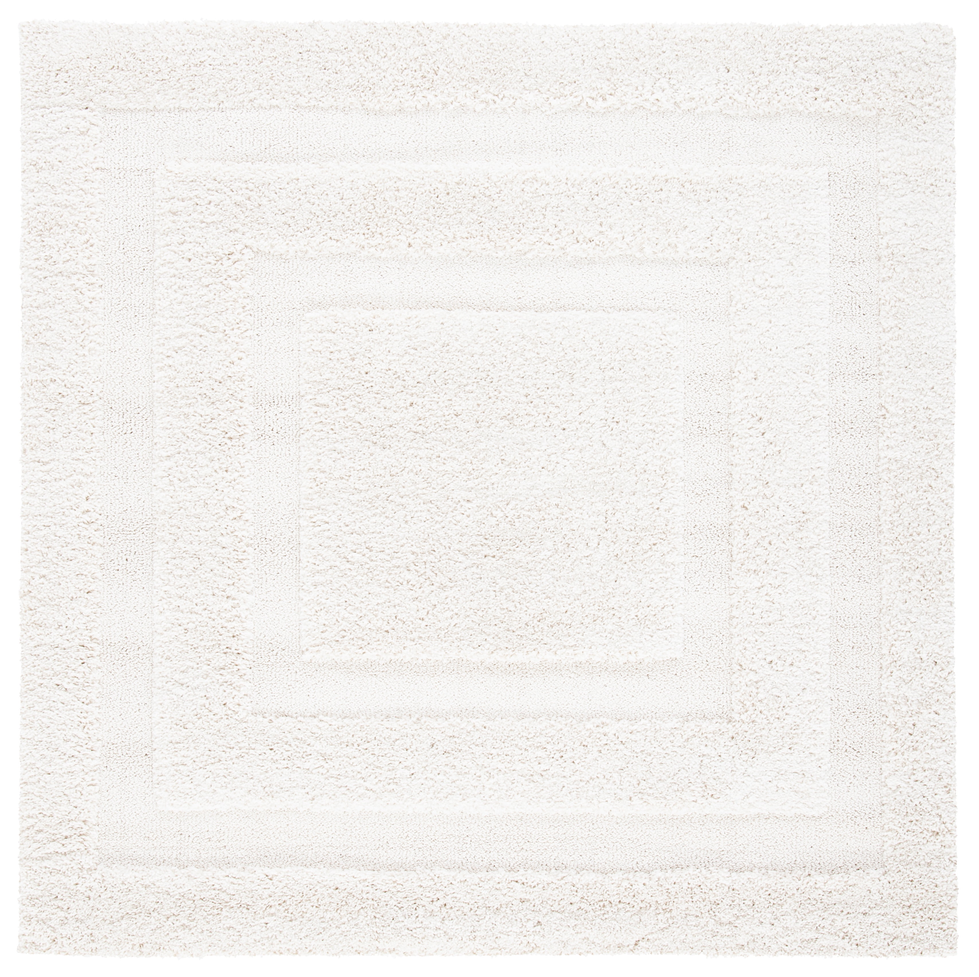 SAFAVIEH Florida Mason Bordered Shag Area Rug, Creme, 4' x 4' Square