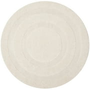 SAFAVIEH Florida Mason Bordered Shag Area Rug, Cream, 5' x 5' Round